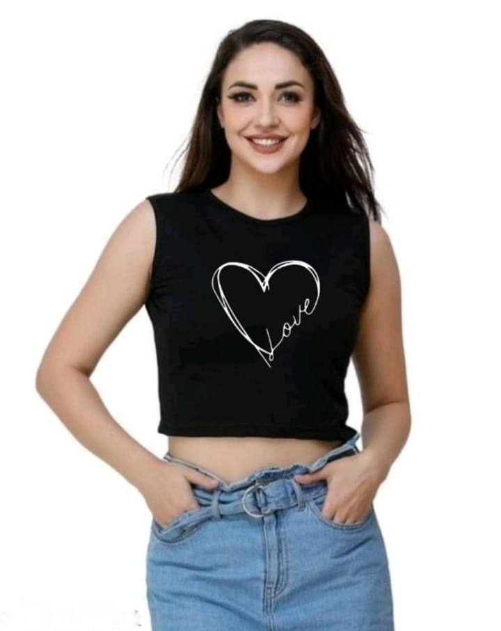 U HRT SLEEVELESS CROP TSHIRT