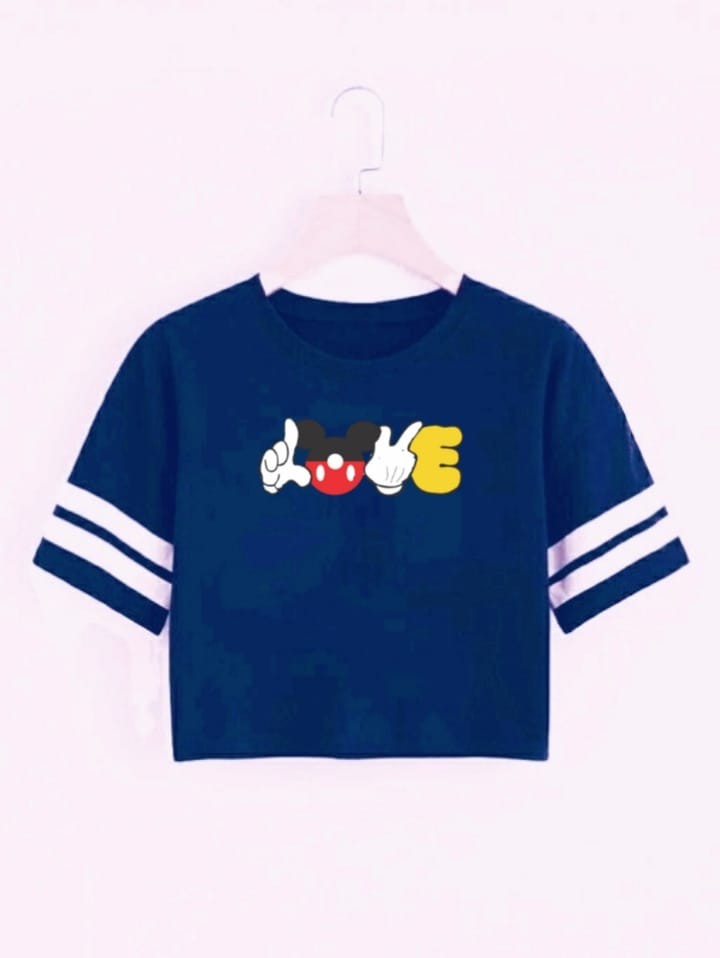 MICKEY LOVE STRP CROP TSHIRT