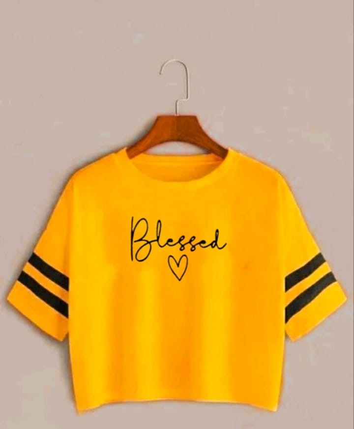 BLESSED STRP CROP TSHIRT