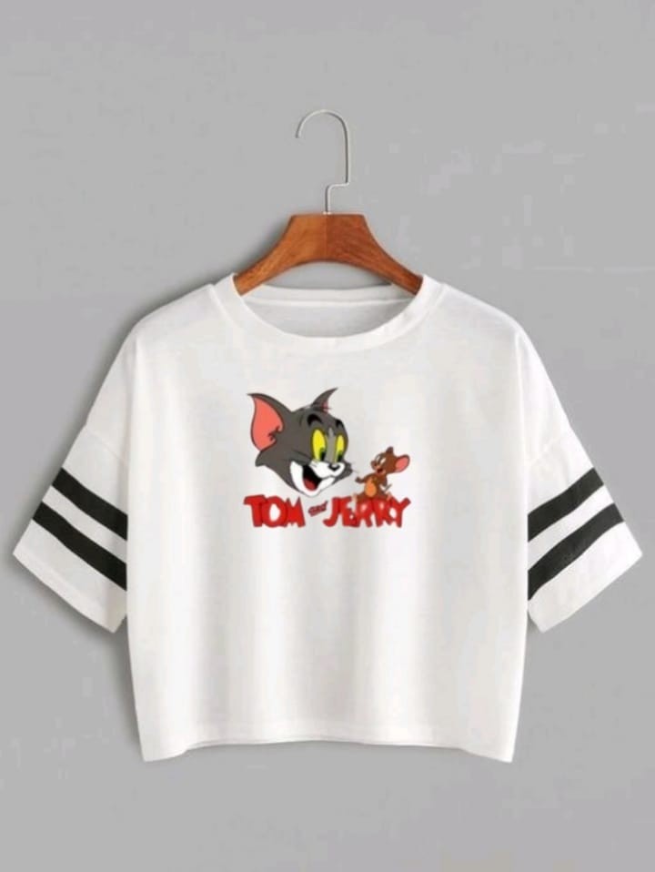 U TOM&JERRU STRP CROP TSHIRT