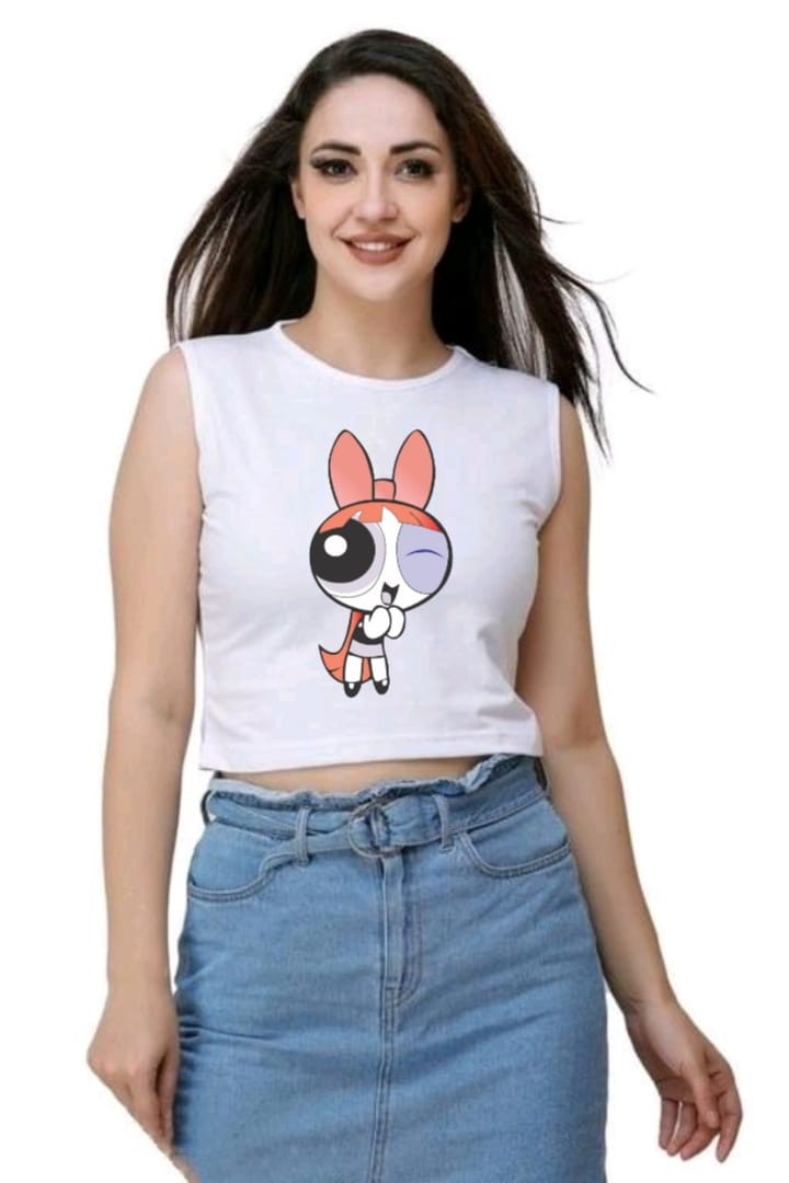 PUFF GIRL SLEEVELESS CROP TSHIRT