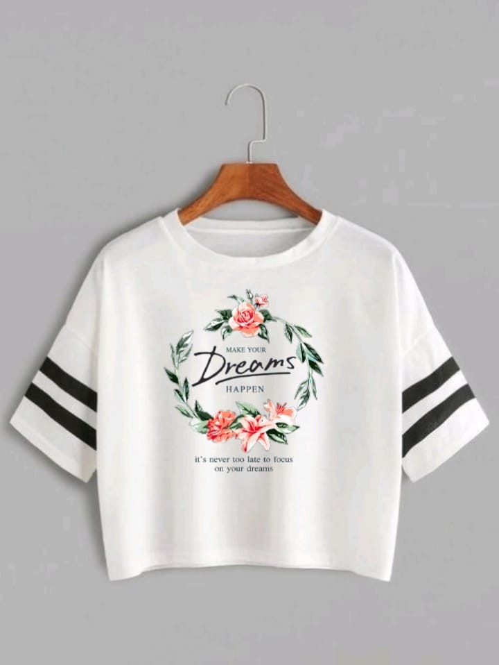 DREAMS STRP CROP TSHIRT