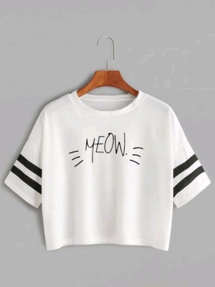 MEOW STRP CROP TSHIRT