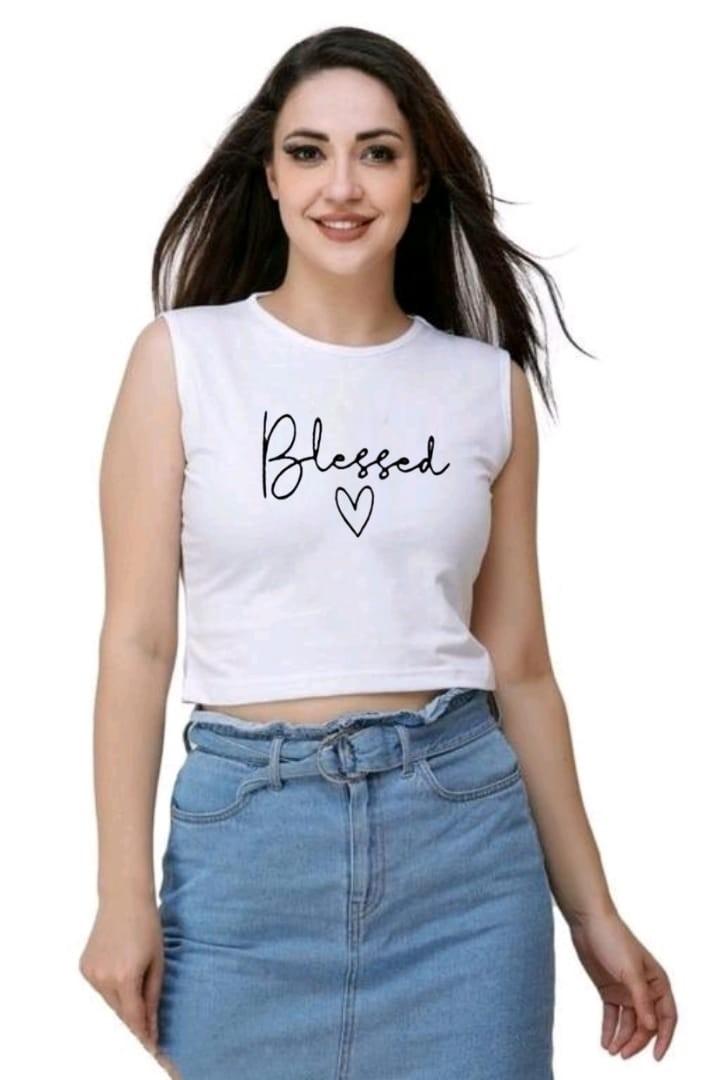 BLESSED SLEEVELESS CROP TSHIRT