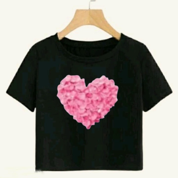 ROSE HRT CROP TSHIRT