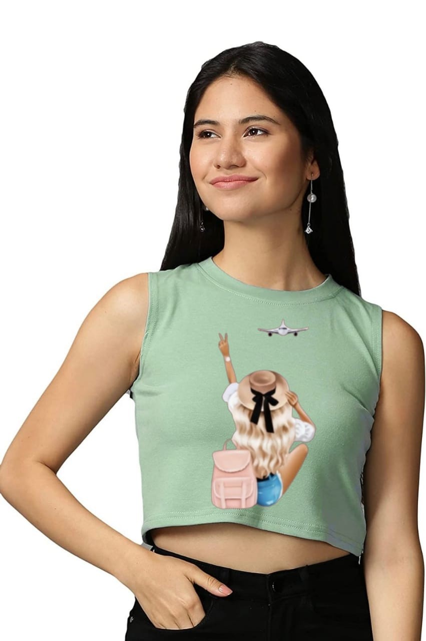 FLIGHT GIRL SLEEVELESS CROP TSHIRT