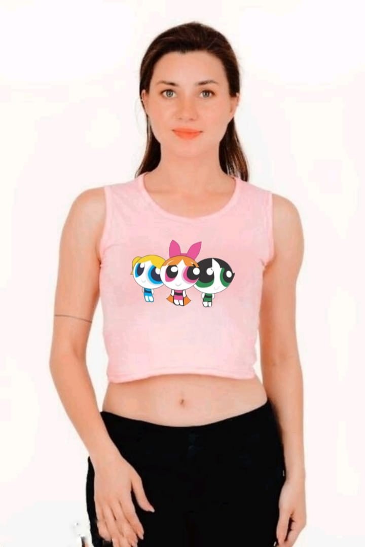 3 PUFF GIRL SLEEVELESS CROP TSHIRT