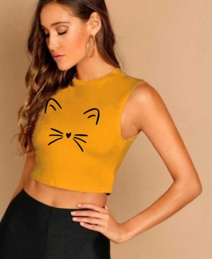 U MUCH SLEEVELESS CROP TSHIRT