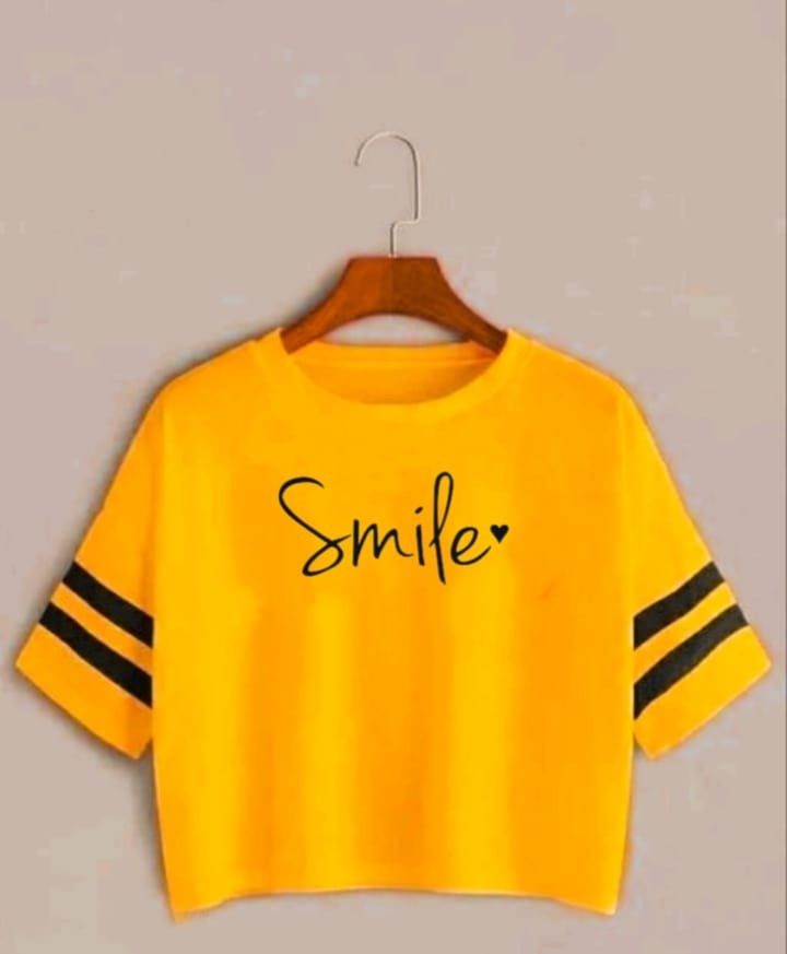 SMILE HRT STRP CROP TSHIRT