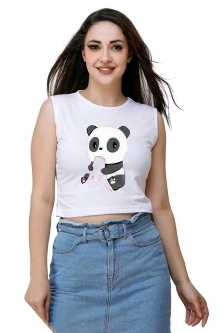 HUNGRY PANDA SLEEVELESS CROP TSHIRT