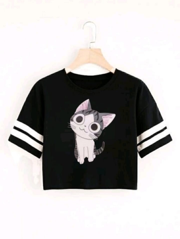 CAT STRP CROP TSHIRT