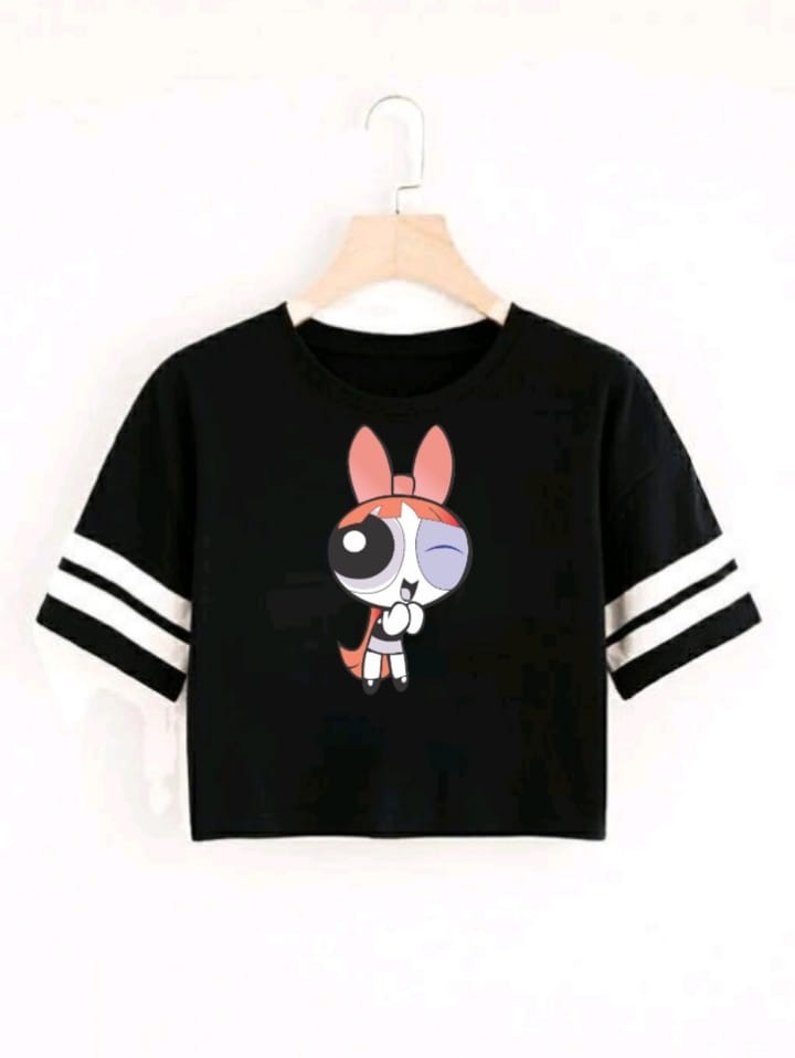 PUFF GIRL STRP CROP TSHIRT