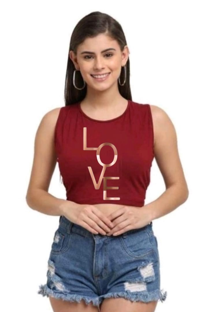 LOVE DIGITAL SLEEVELESS CROP TSHIRT